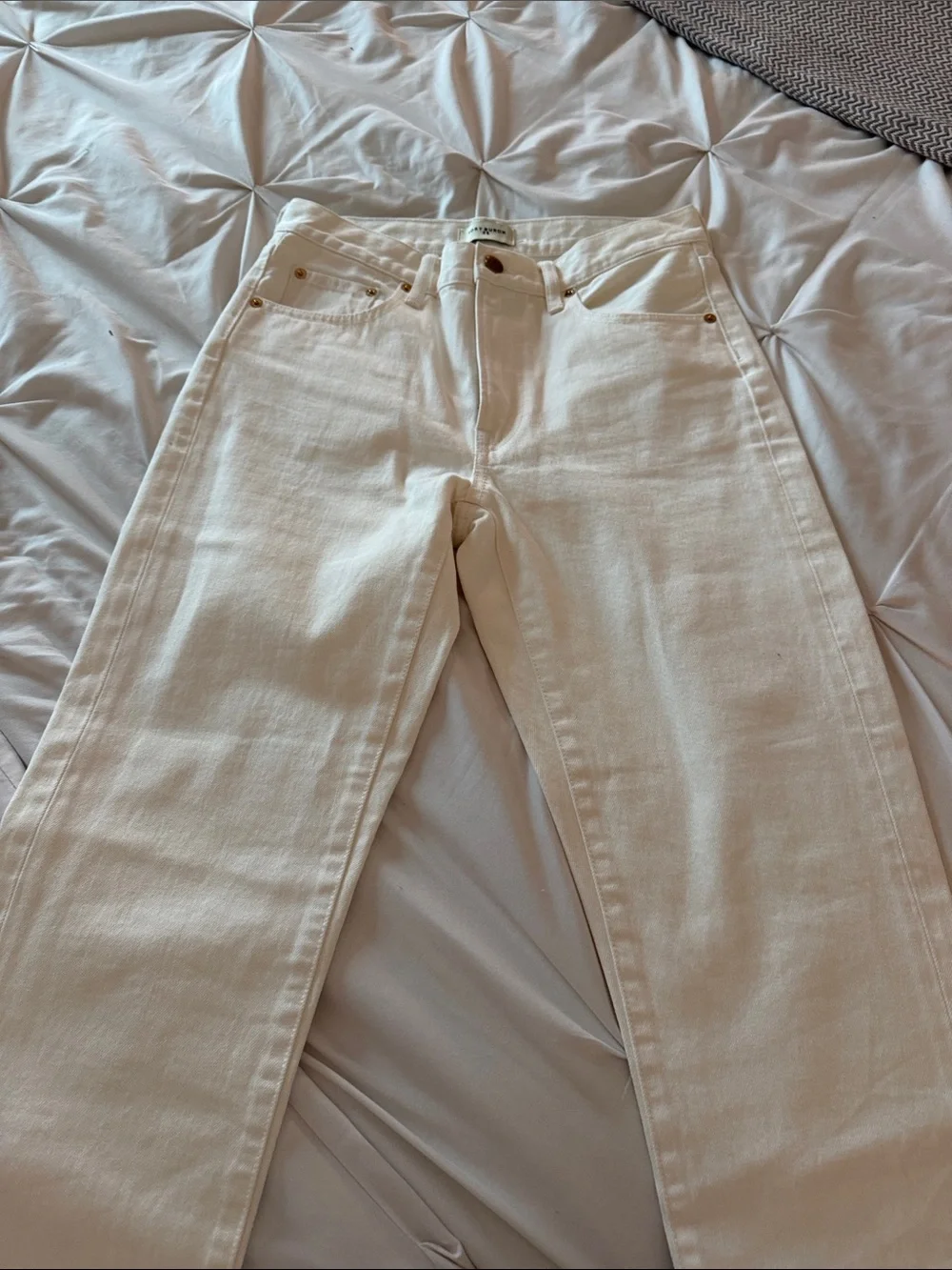 Tory Burch Cream High-Rise Straight Jeans